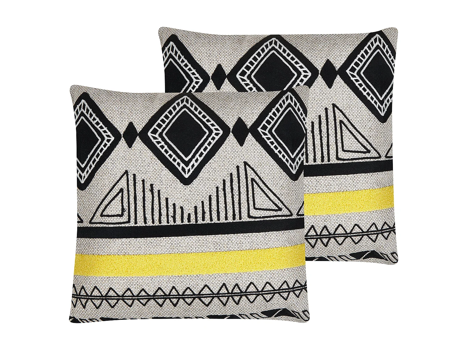 Lot de 2 coussins TAXUS 45 x 45 cm Géométrique Broderie Beige