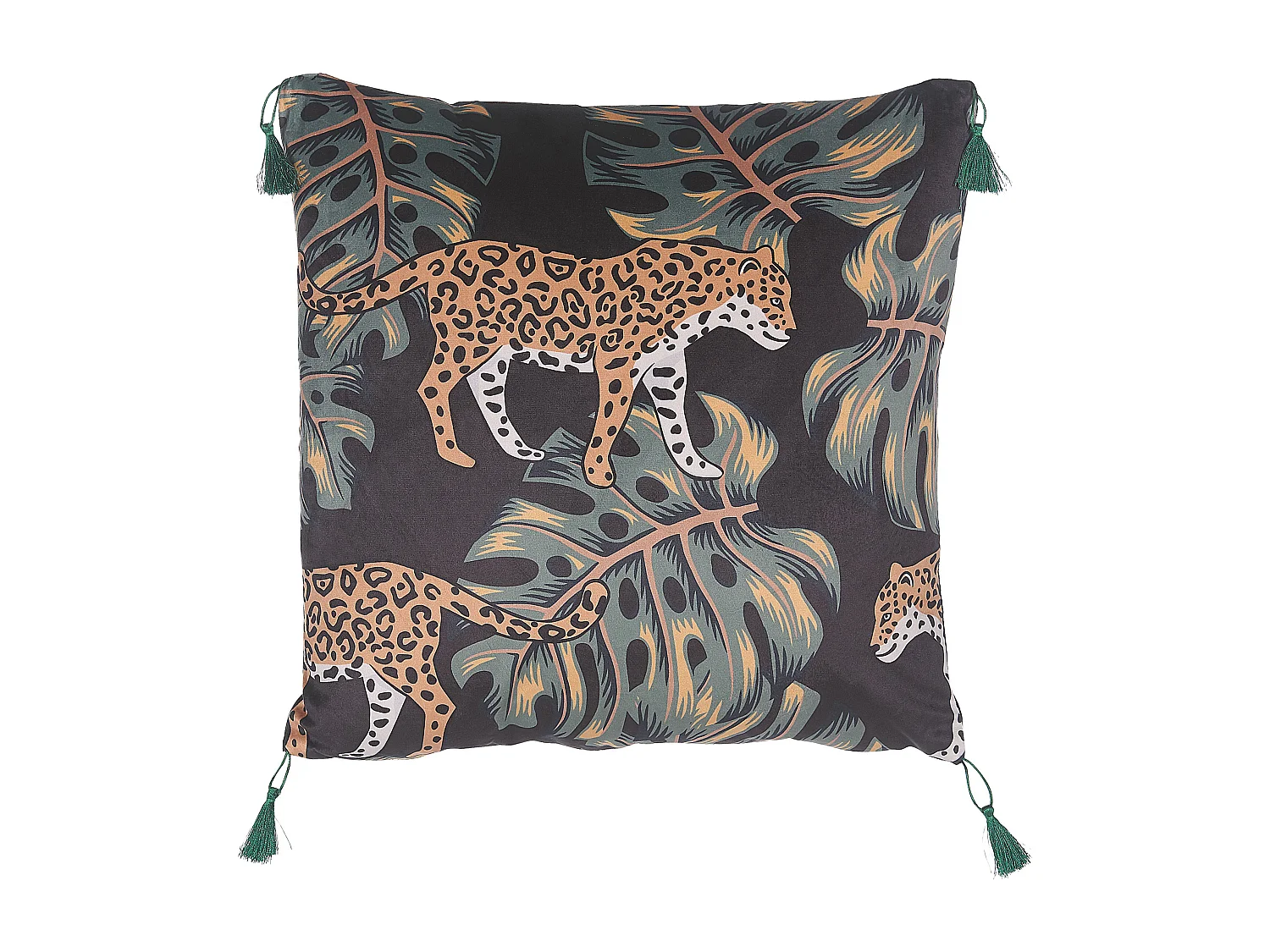 Lot de 2 coussins décoratifs KUHI Velours 45 x 45 cm Noir Motif animal