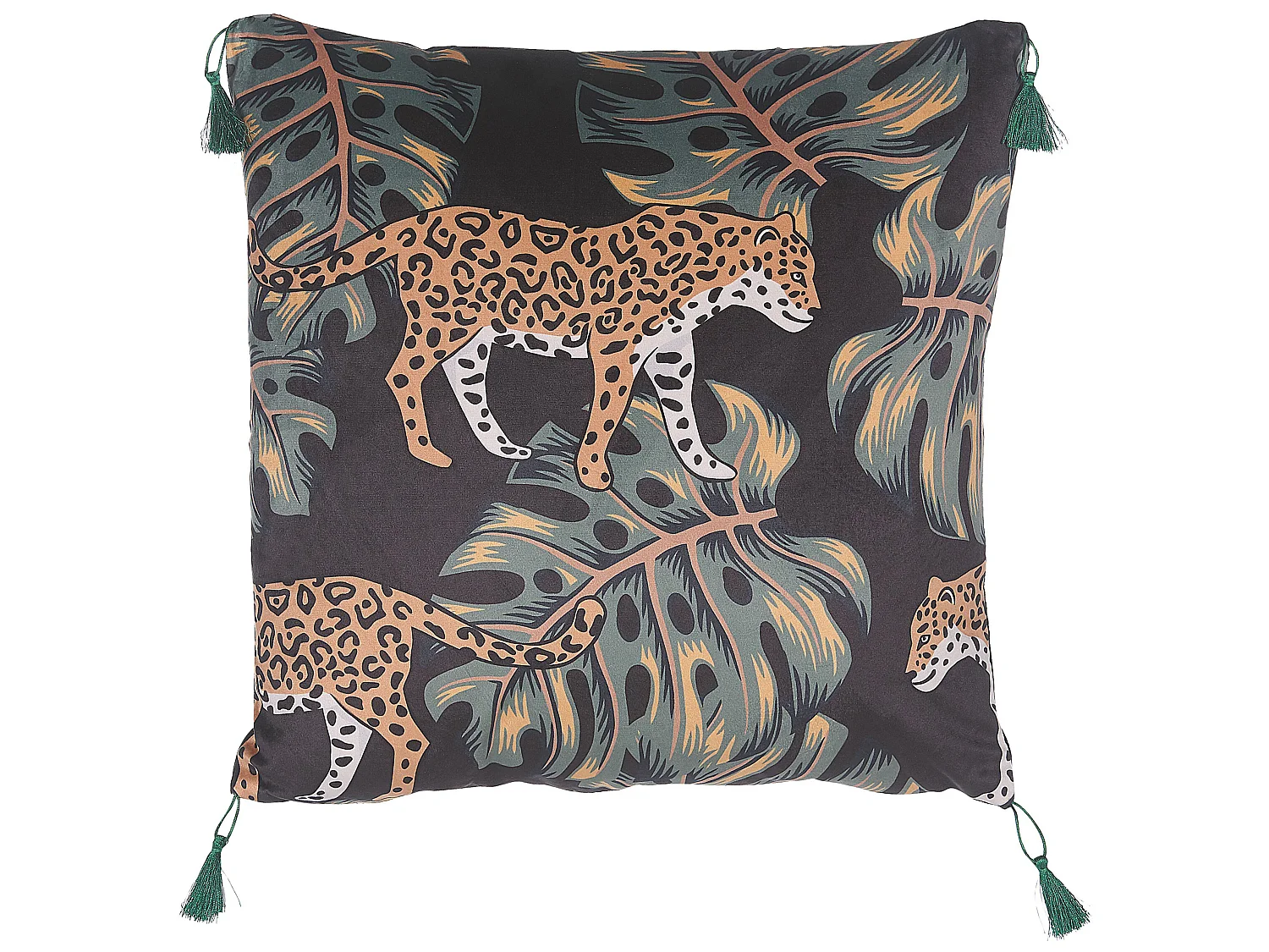 Conjunto de 2 almofadas decorativas KUHI Veludo 45 x 45 cm Preto Padrão animal