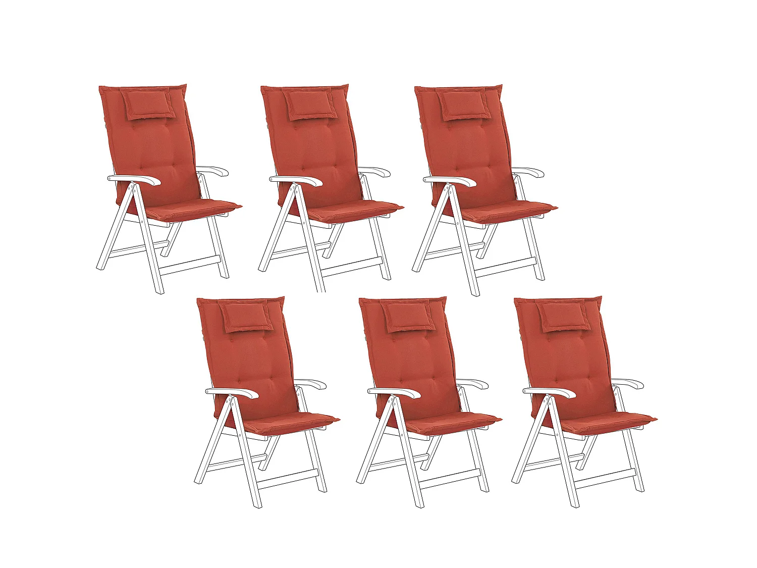 Sitzauflagen 6er Set TOSCANA 50 x 70 cm Dunkelrot