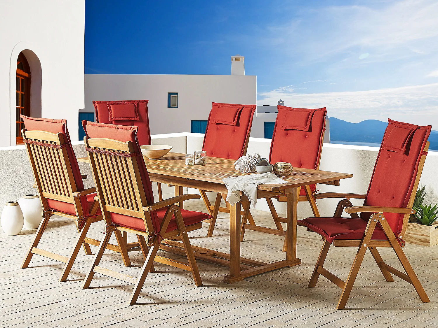 Sitzauflagen 6er Set TOSCANA 50 x 70 cm Dunkelrot