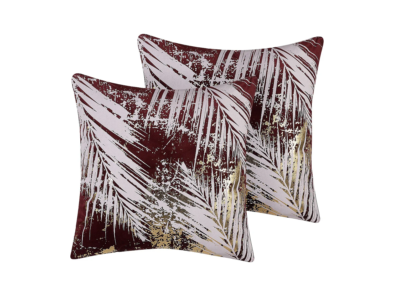 Lot de 2 coussins décoratifs CALLA Velours 45 x 45 cm Rouge Motif de plante