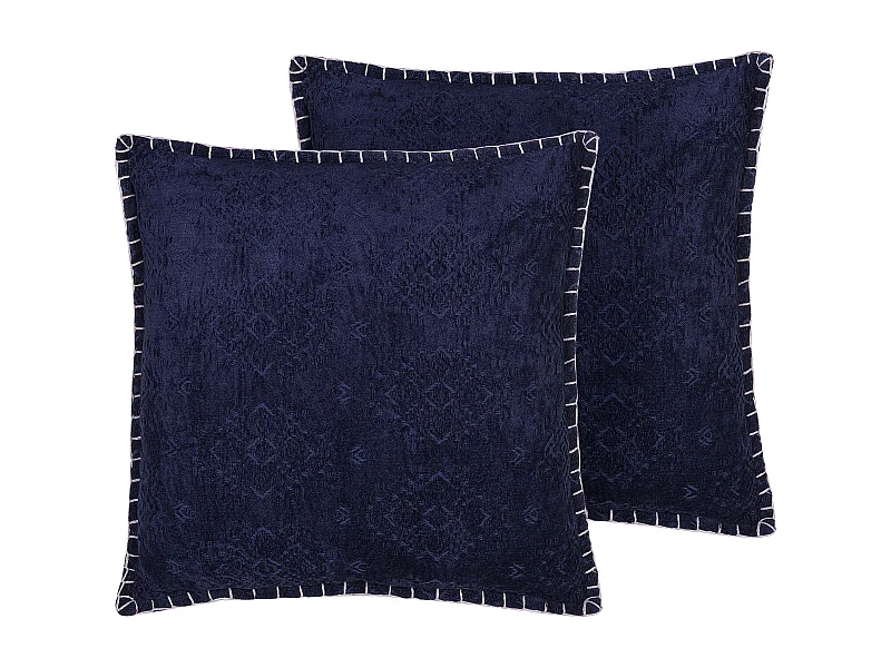 Set van 2 decoratieve kussens MELUR 45 x 45 cm Donkerblauw Ikat
