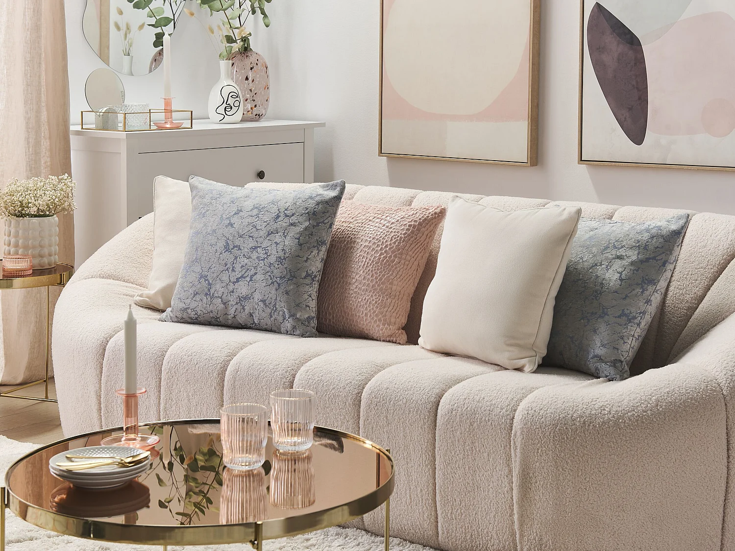 Lot de 2 coussins décoratifs WISTERIA 45 x 45 cm Gris clair Unicolore