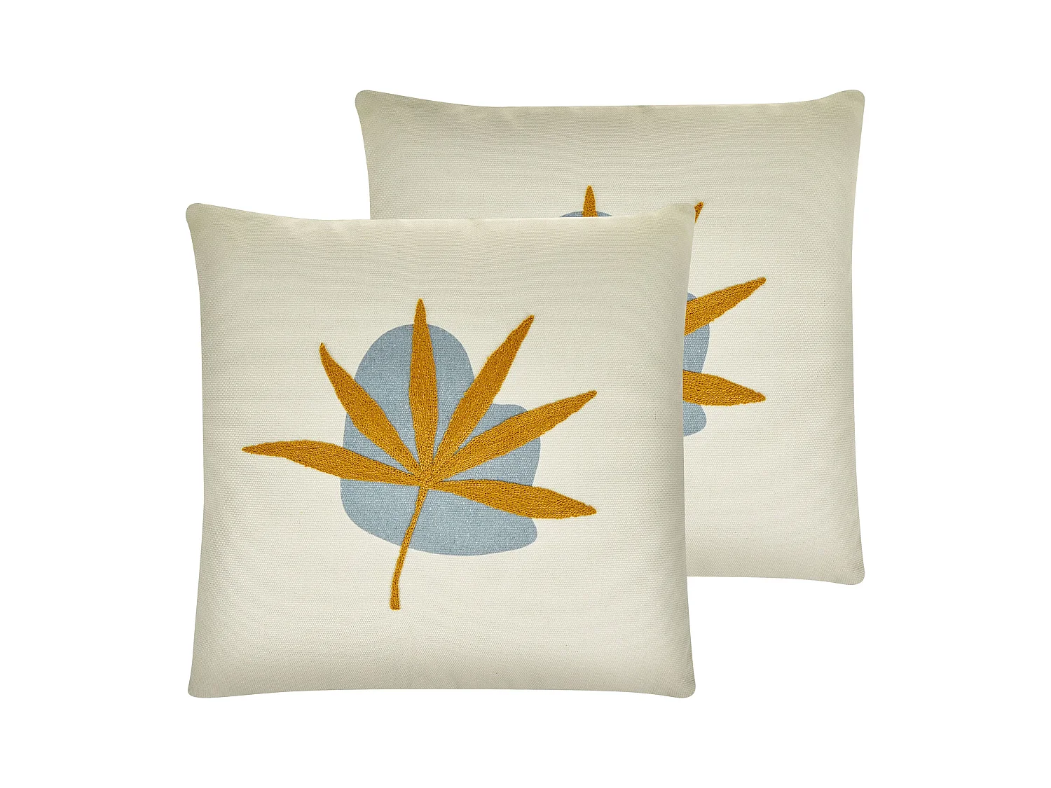 Lot de 2 coussins décoratifs DAVALLIA 45 x 45 cm Beige Motif de plante