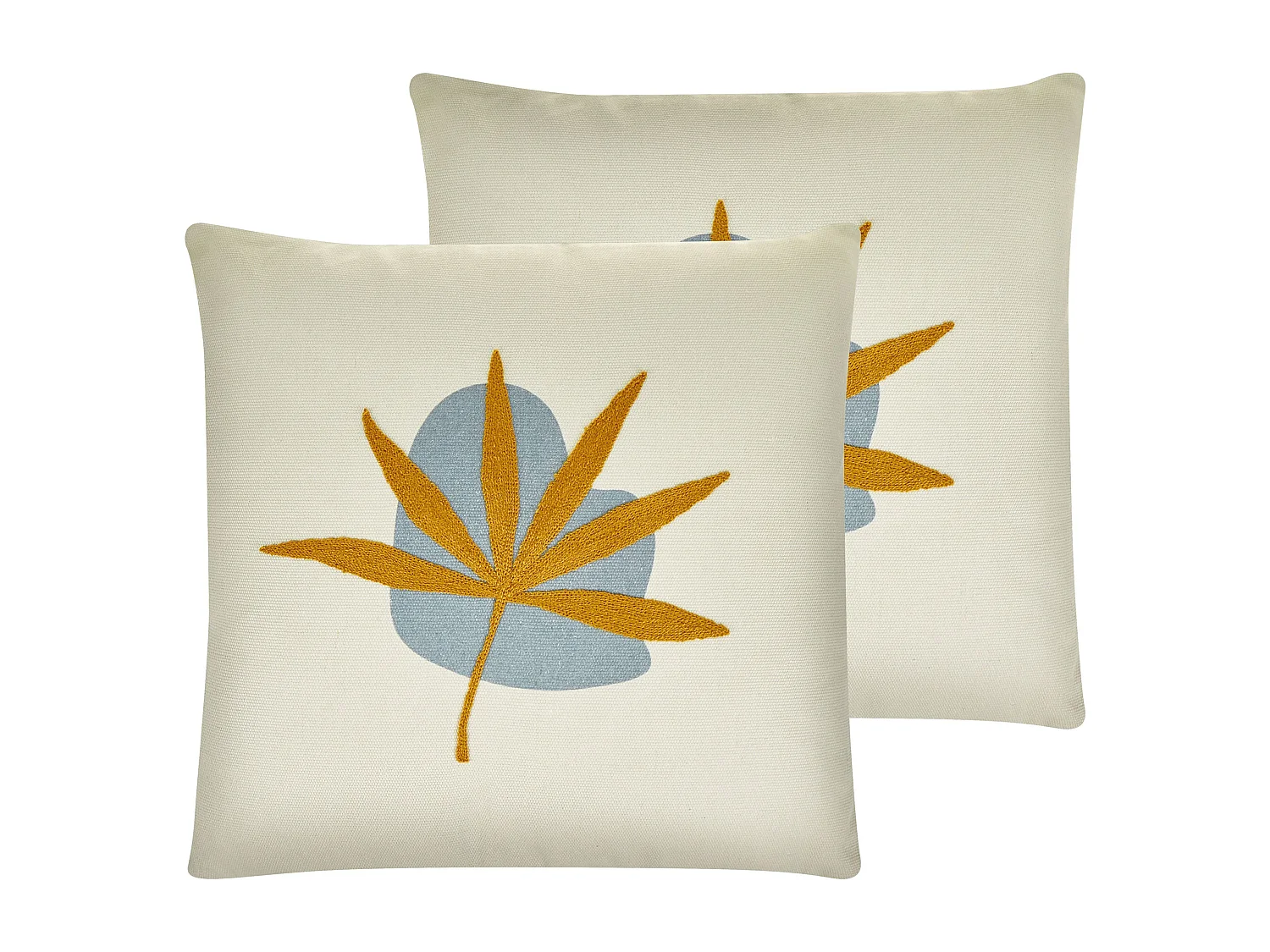 Set van 2 decoratieve kussens DAVALLIA 45 x 45 cm Beige Bladpatroon