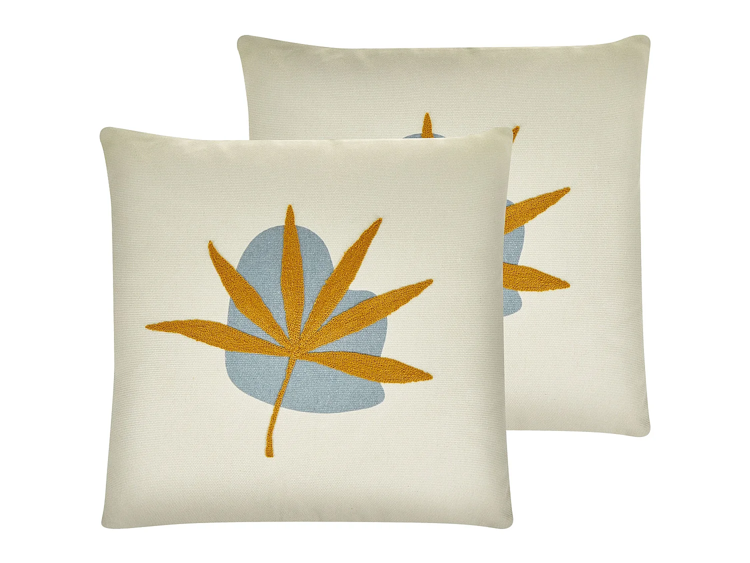 Set van 2 decoratieve kussens DAVALLIA 45 x 45 cm Beige Bladpatroon