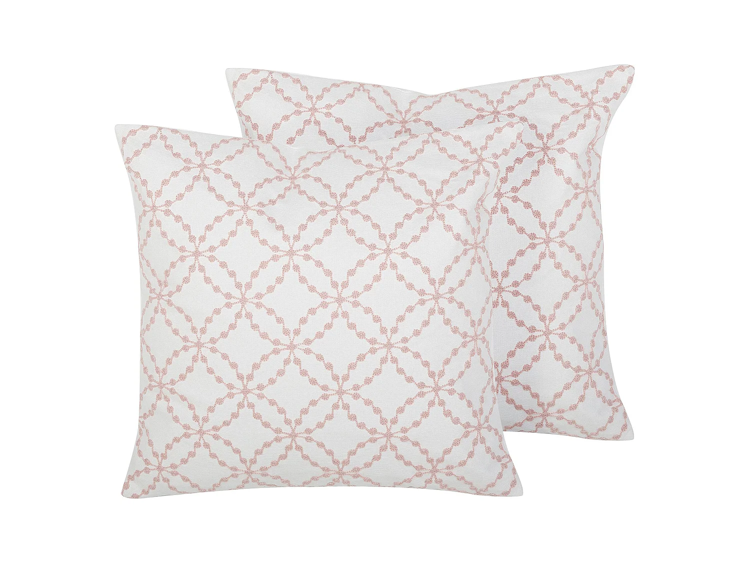 Lot de 2 coussins décoratifs VERBENA Coton 45 x 45 cm Rose Motif géométrique