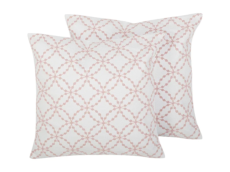 Lot de 2 coussins décoratifs VERBENA Coton 45 x 45 cm Rose Motif géométrique