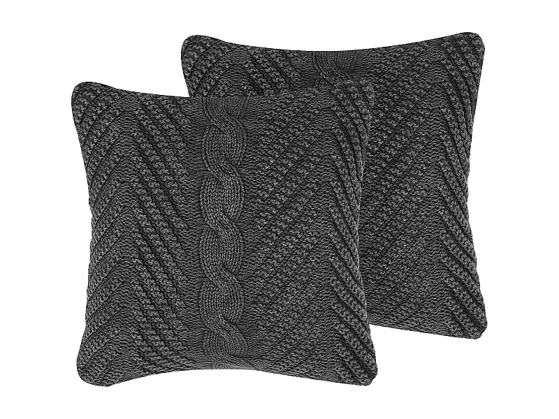 Conjunto de 2 almofadas decorativas KONNI Algodão 45 x 45 cm Cinzento Padrão chevrón