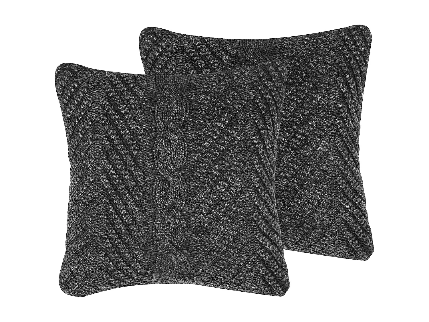 Dekokissen 2er Set KONNI Baumwolle 45 x 45 cm Grau ZickZack-Muster