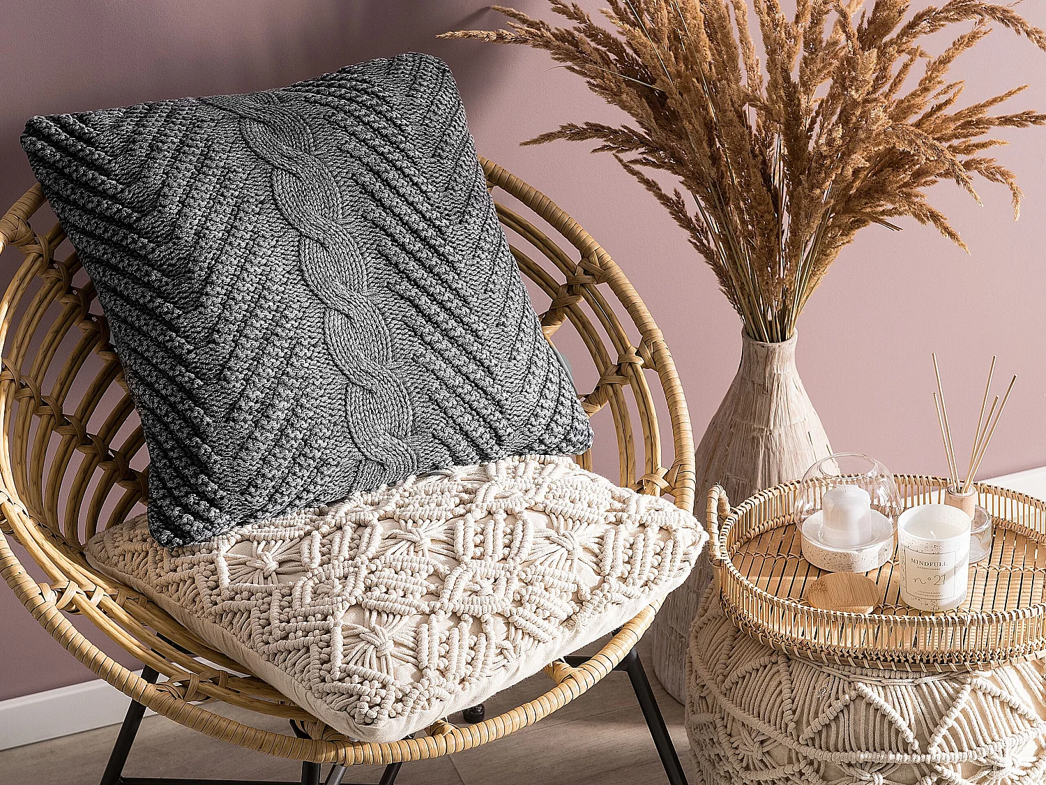 Dekokissen 2er Set KONNI Baumwolle 45 x 45 cm Grau ZickZack-Muster