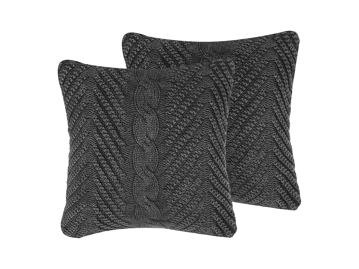 Dekokissen 2er Set KONNI Baumwolle 45 x 45 cm Grau ZickZack-Muster