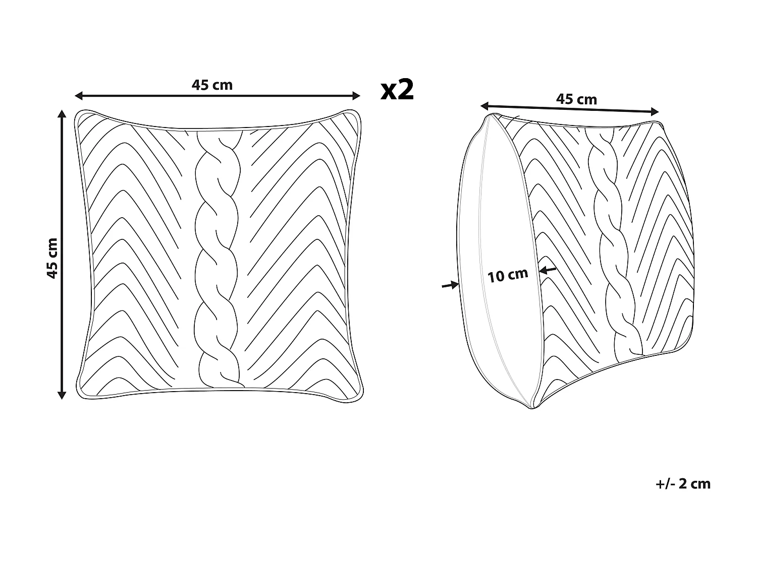 Zestaw 2 poduszek dekoracyjnych KONNI Bawełna 45 x 45 cm Szary Wzór zygzak