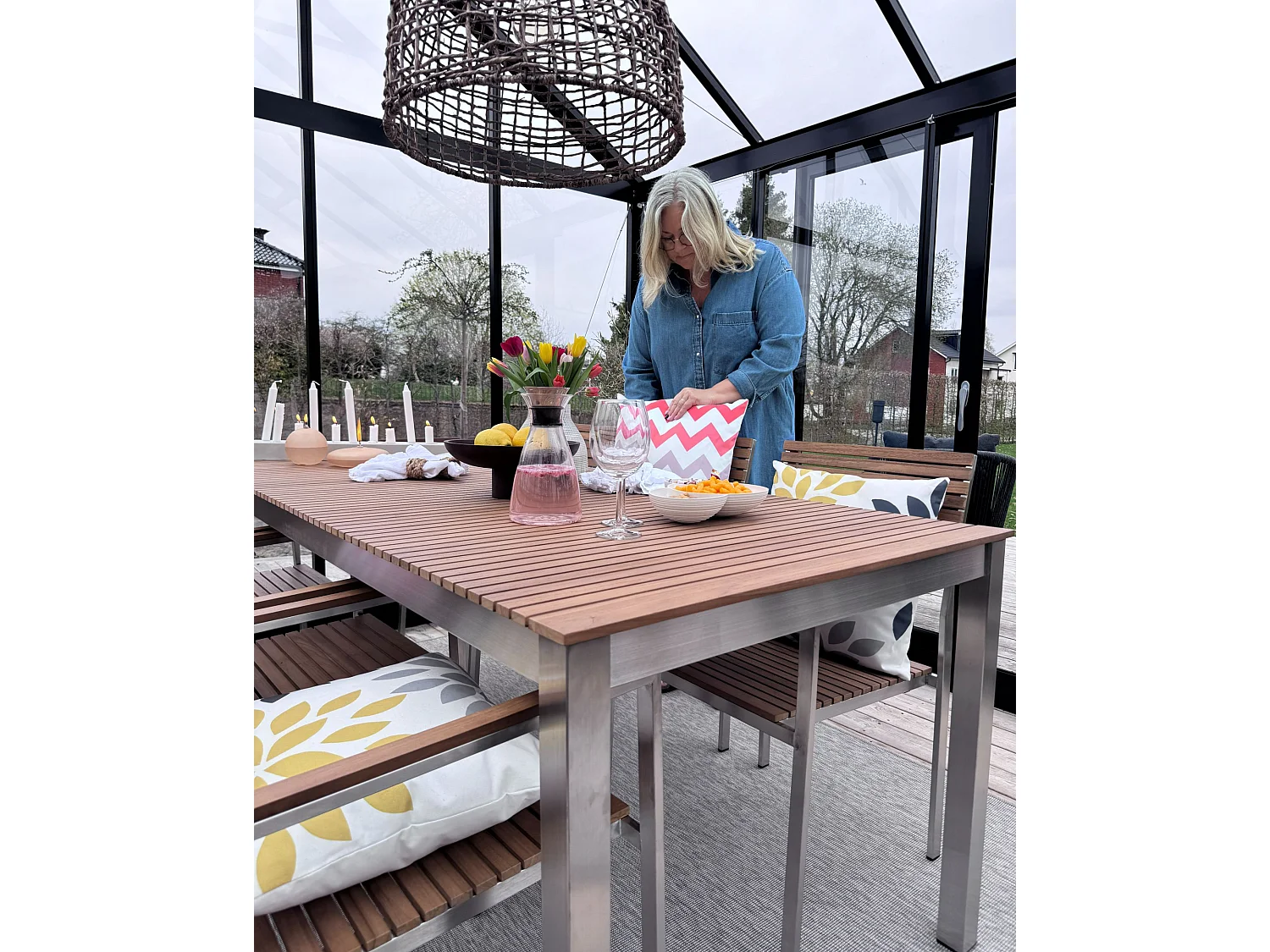 Gartenkissen 2er Set RIALE Blumenmuster 45 x 45 cm Bunt