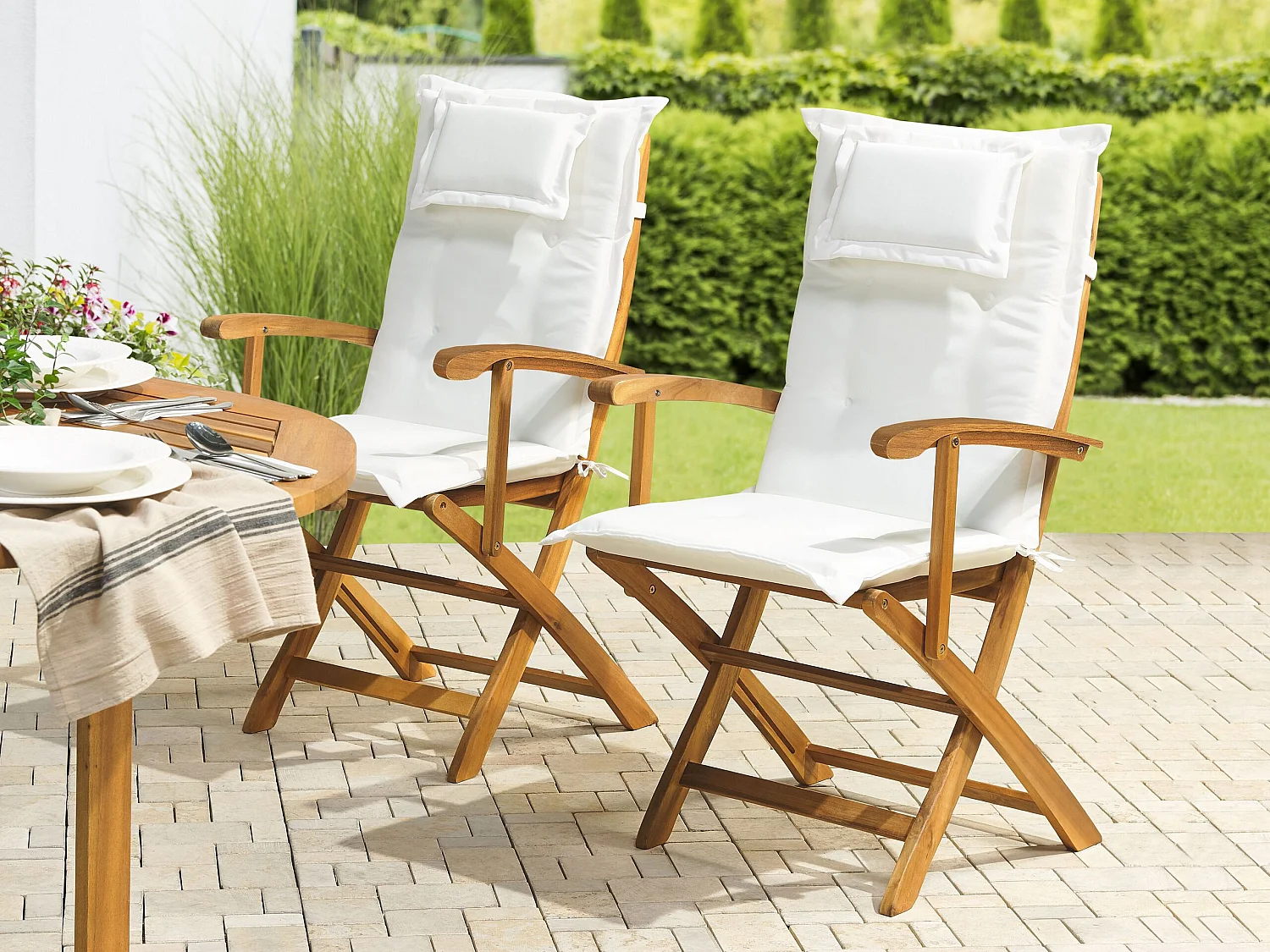 Lot de 2 coussins de jardin MAUI 40 x 54 cm Blanc cassé