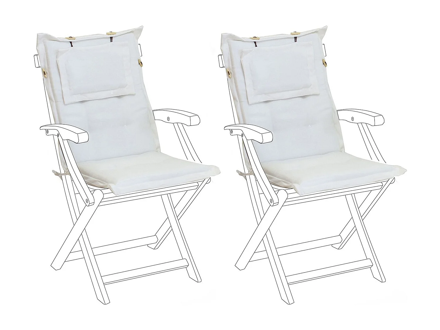 Lot de 2 coussins de jardin MAUI 40 x 54 cm Blanc cassé