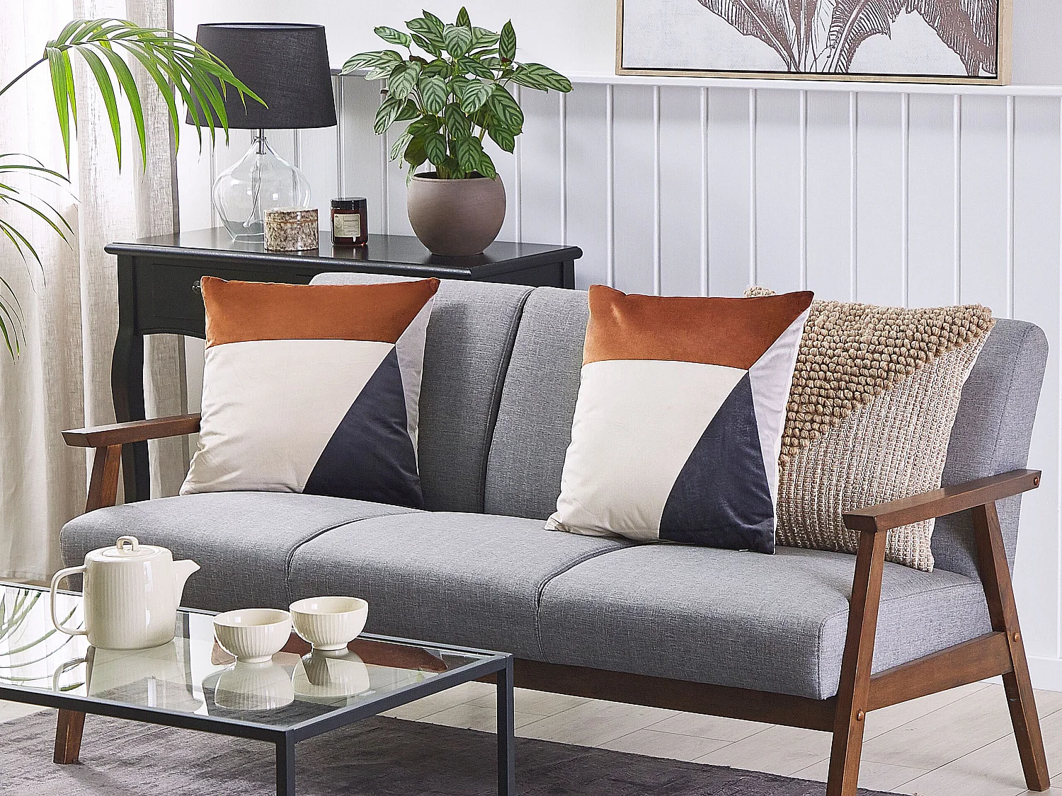 Set di 2 cuscini CAMPSIS Velluto 45 x 45 cm Multicolore Trama geometrica