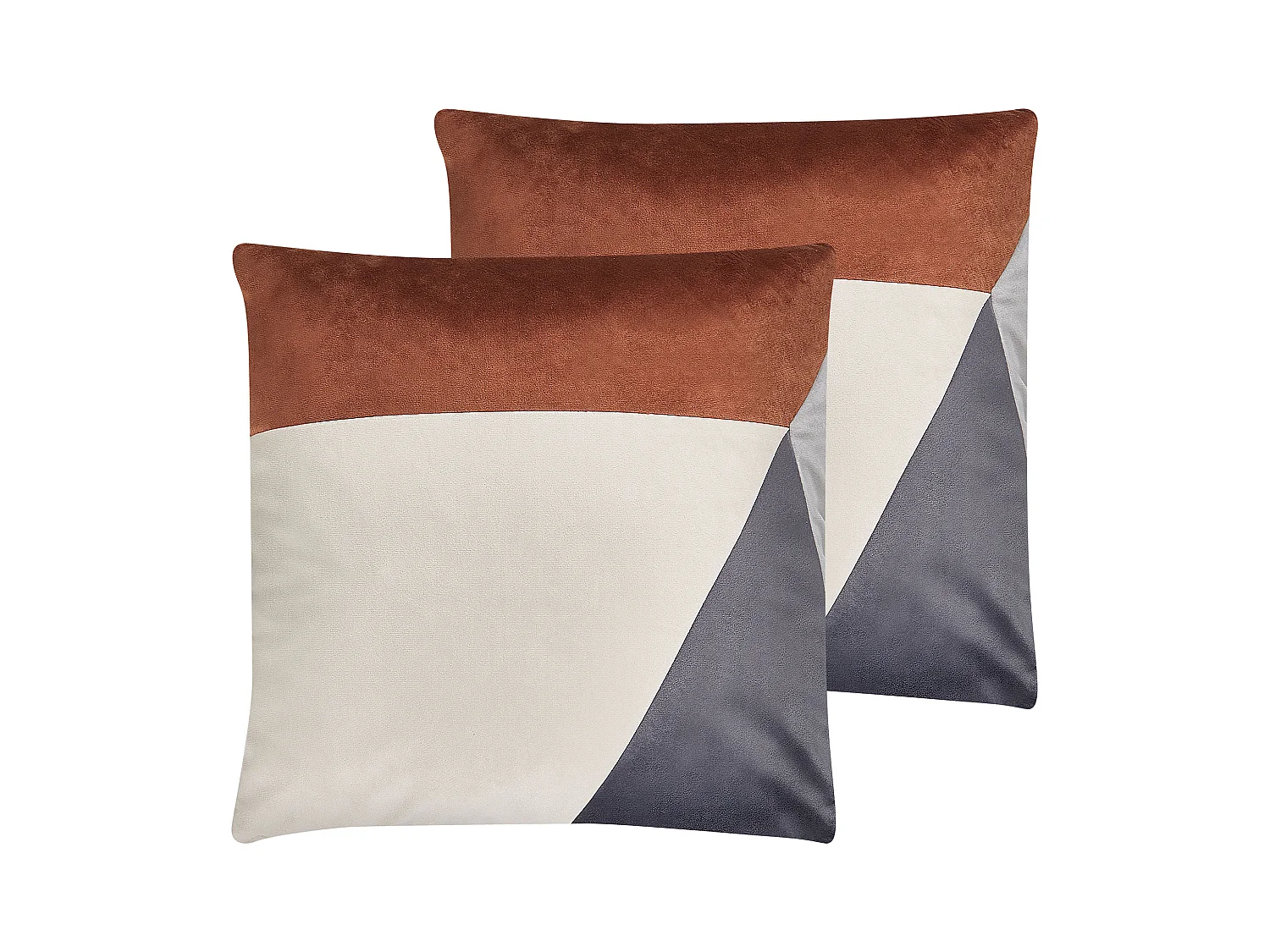 Lot de 2 coussins décoratifs CAMPSIS Velours 45 x 45 cm Multicolore Motif géométrique