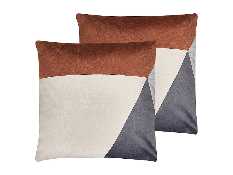 Lot de 2 coussins décoratifs CAMPSIS Velours 45 x 45 cm Multicolore Motif géométrique