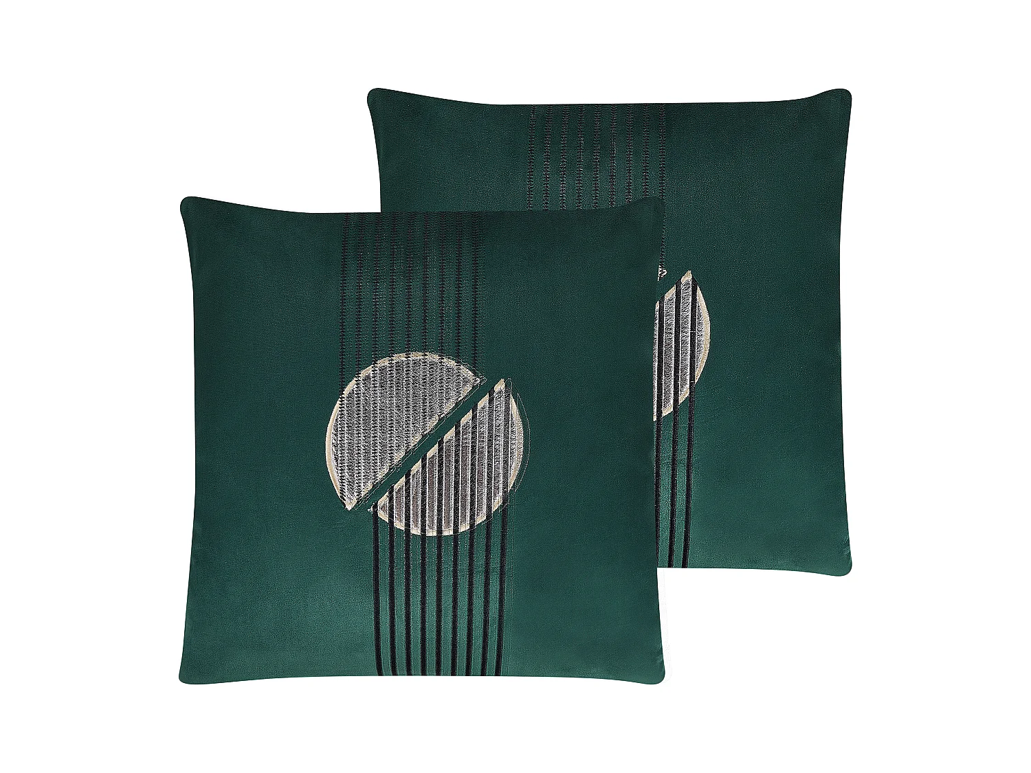 Dekokissen mit Füllung 2er Set grün Samt geometrisches Muster 45x45 cm Ceropegia