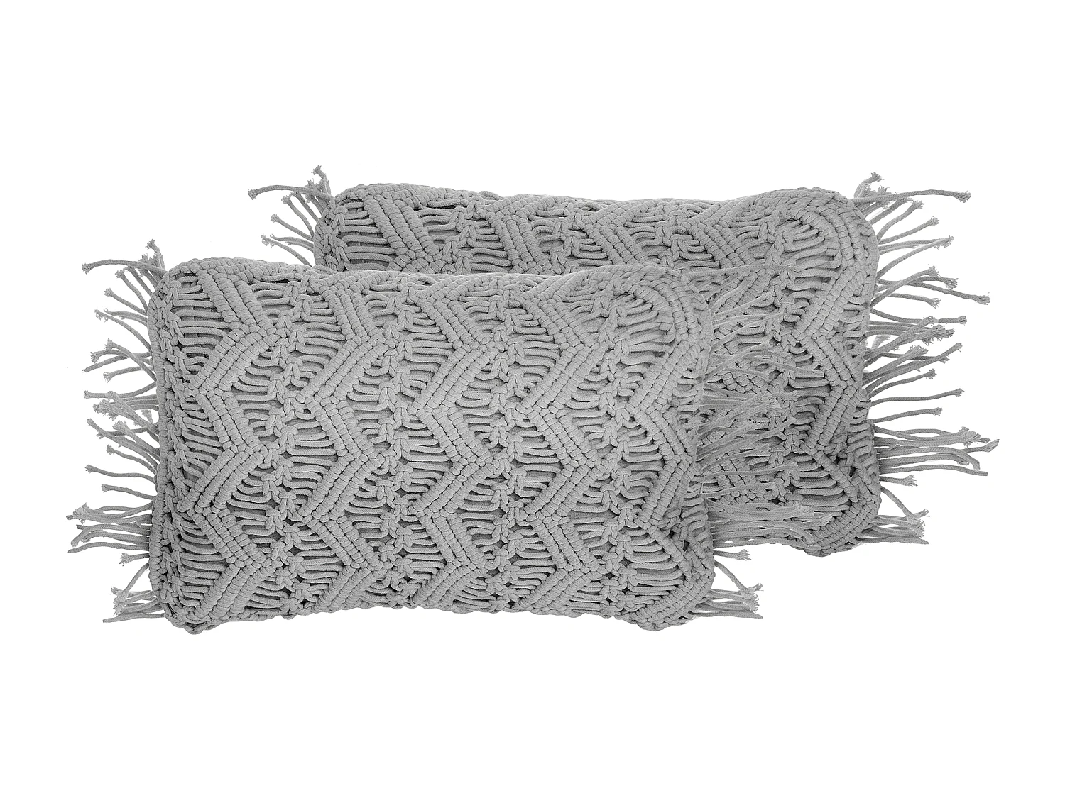 Conjunto de 2 almofadas decorativas KIRIKKALE Algodão 30 x 45 cm Cinzento Padrão geométrico