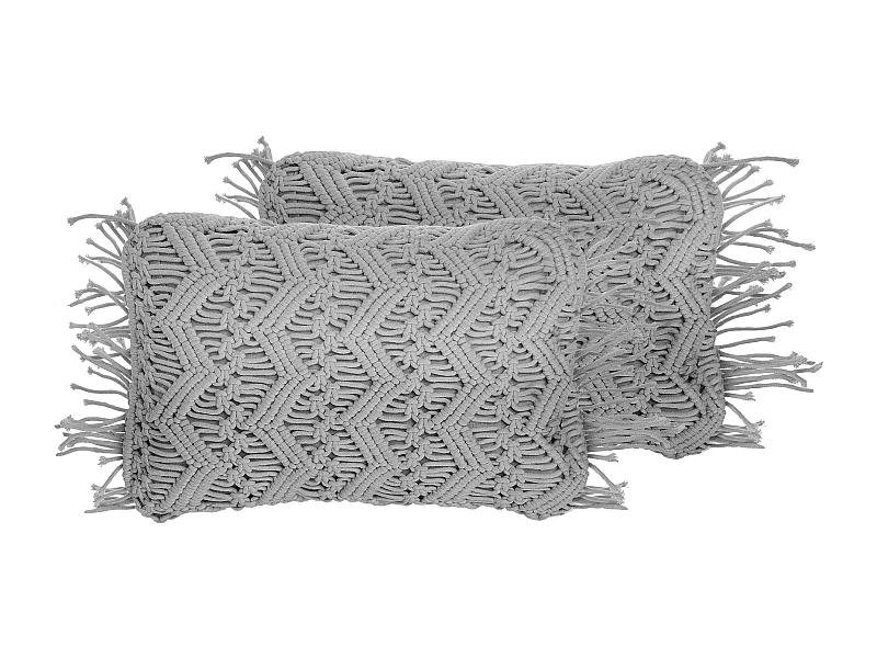 Dekokissen 2er Set Strickmuster grau 30 x 45 cm Baumwolle Polyester Kirikkale