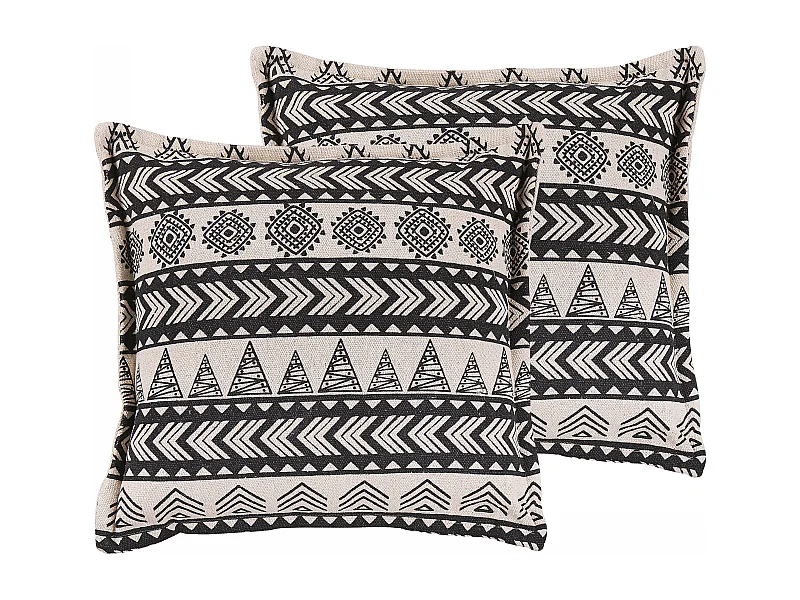 Lot de 2 coussins décoratifs HENTEPE Coton 45 x 45 cm Noir Motif géométrique