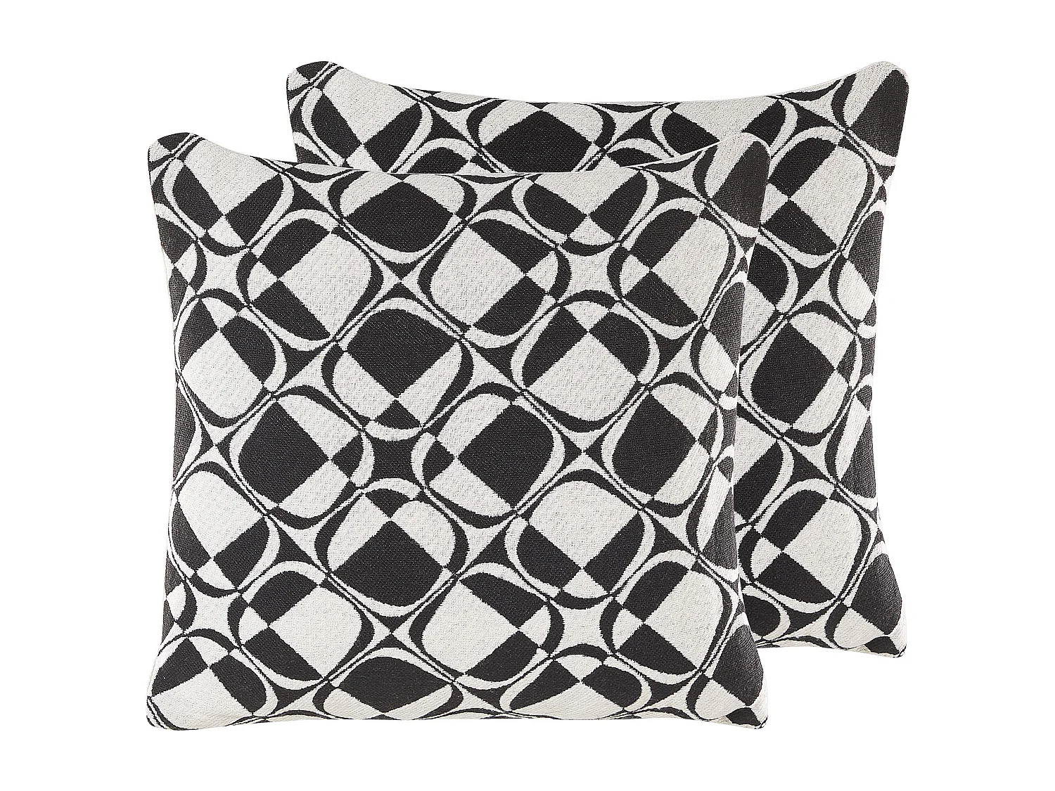 Dekokissen mit Füllung 2er Set schwarz / weiß geometrisches Muster 45x45 Koture