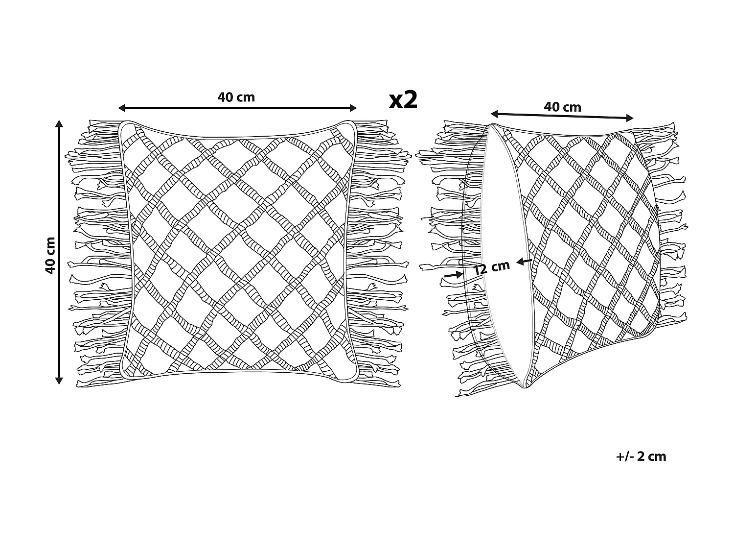 Lot de 2 coussins décoratifs YANIKLAR Coton 40 x 40 cm Rose Motif géométrique