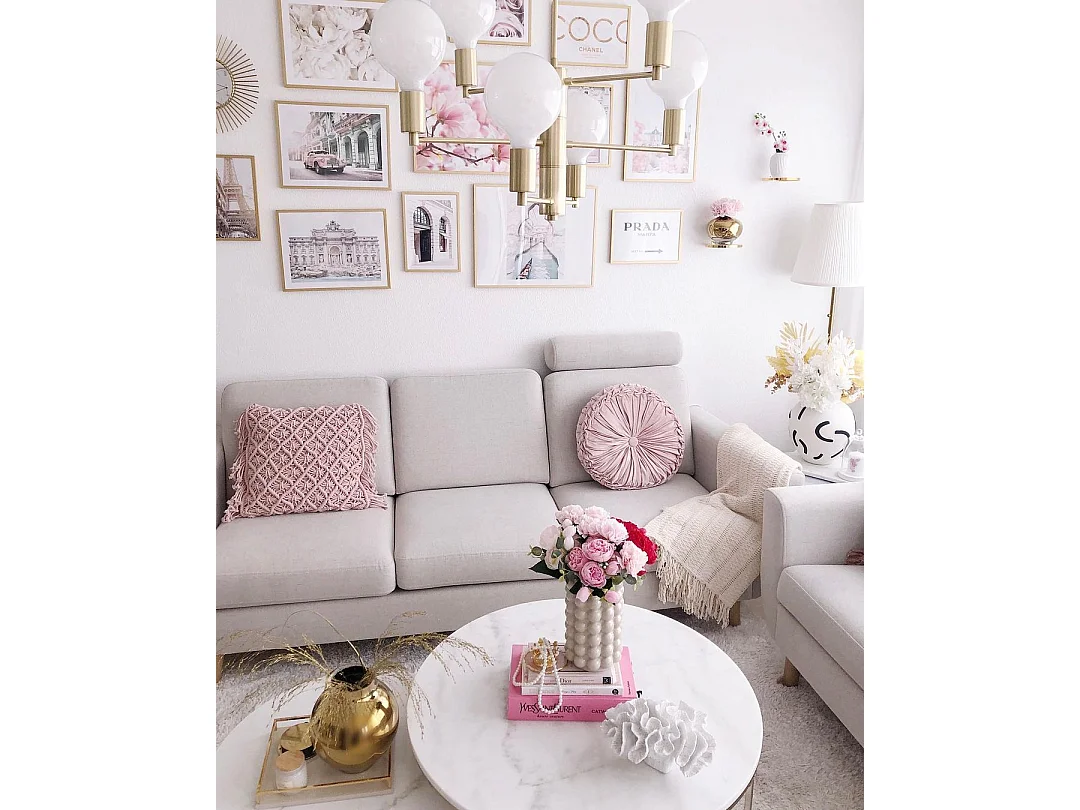 Lot de 2 coussins décoratifs YANIKLAR Coton 40 x 40 cm Rose Motif géométrique