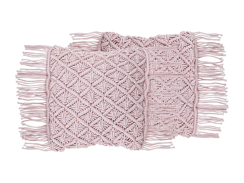 Dekokissen 2er Set Baumwolle Strickmuster rosa 40x40cm quadratisch Boho Yaniklar