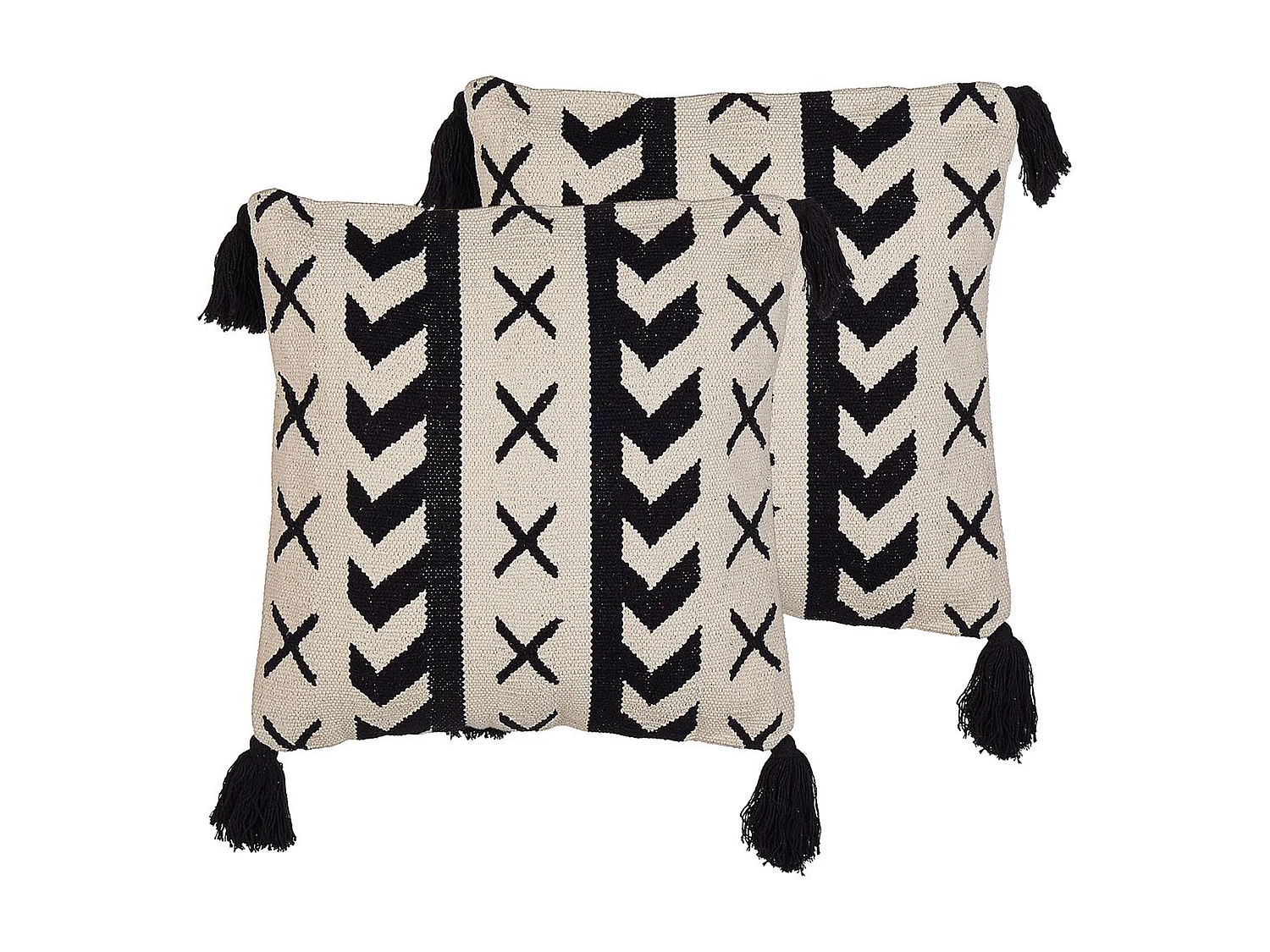 Conjunto de 2 almofadas decorativas DEADNETTLE Algodão 45 x 45 cm Creme Padrão geométrico