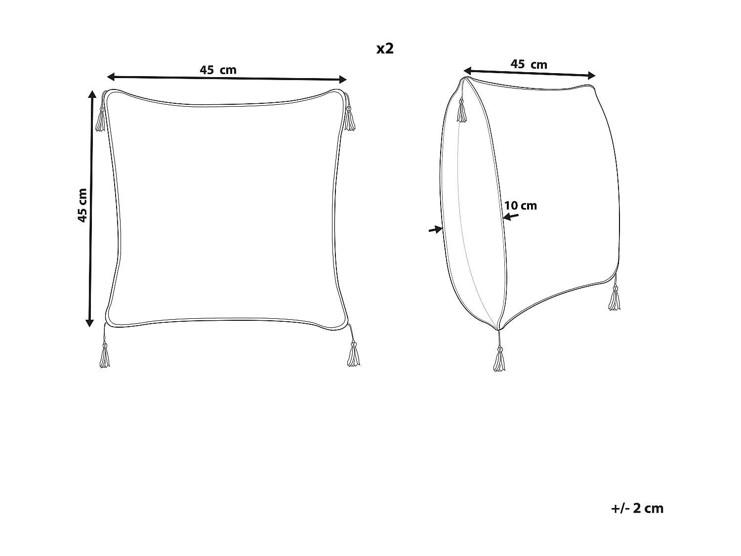 Conjunto de 2 almofadas decorativas DEADNETTLE Algodão 45 x 45 cm Creme Padrão geométrico