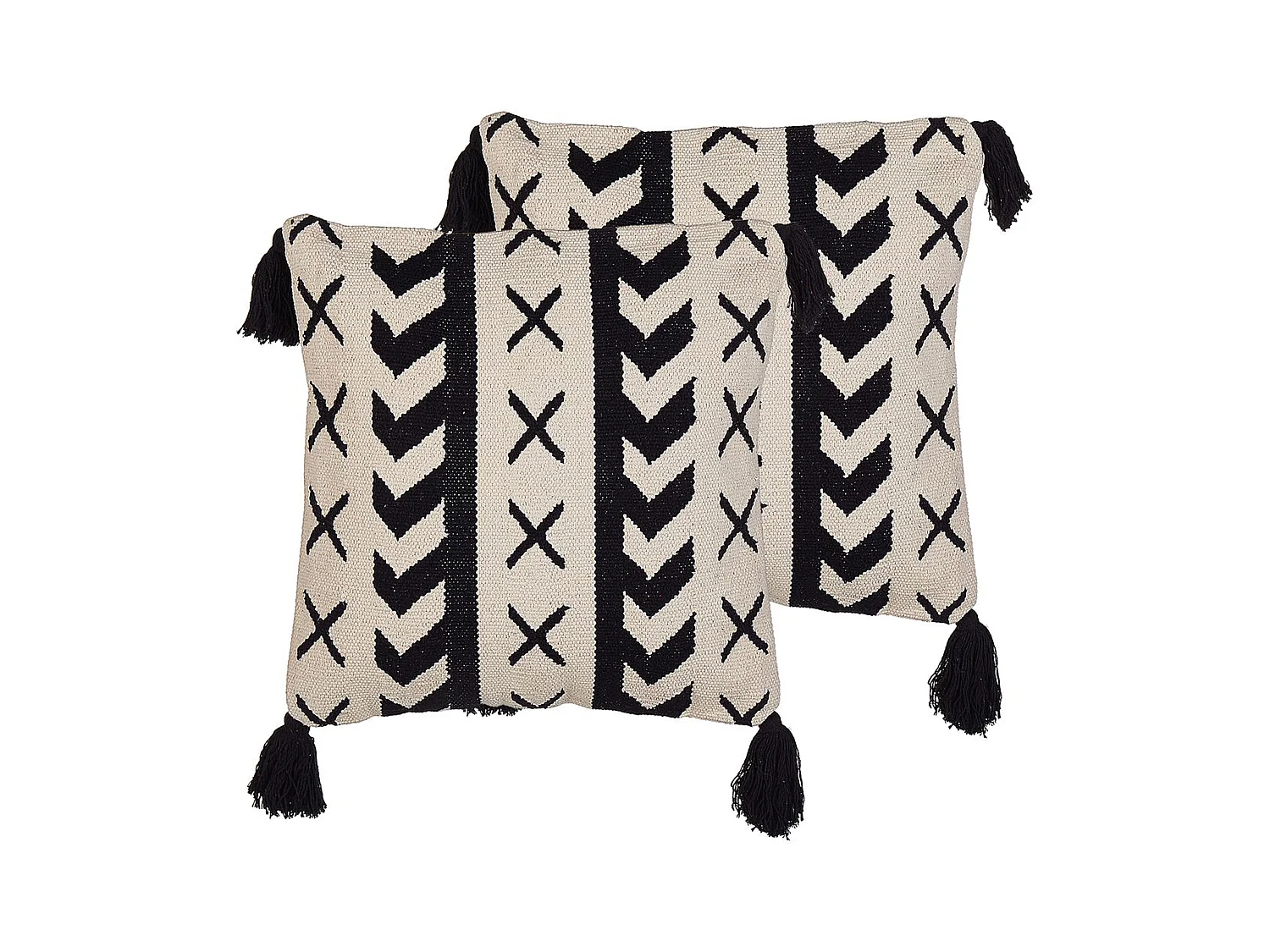 Lot de 2 coussins décoratifs DEADNETTLE Coton 45 x 45 cm Beige Motif géométrique