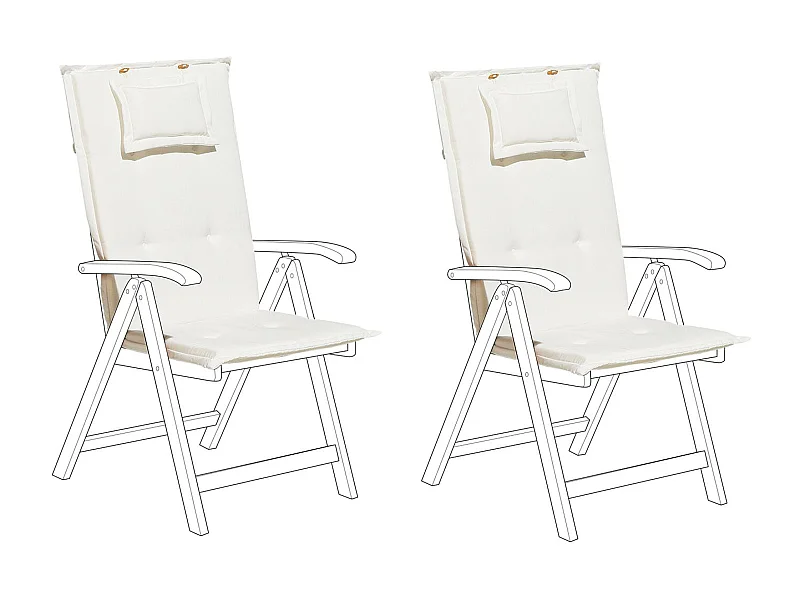 Conjunto de 2 almofadas de encosto/assento TOSCANA 50 x 70 cm Branco creme