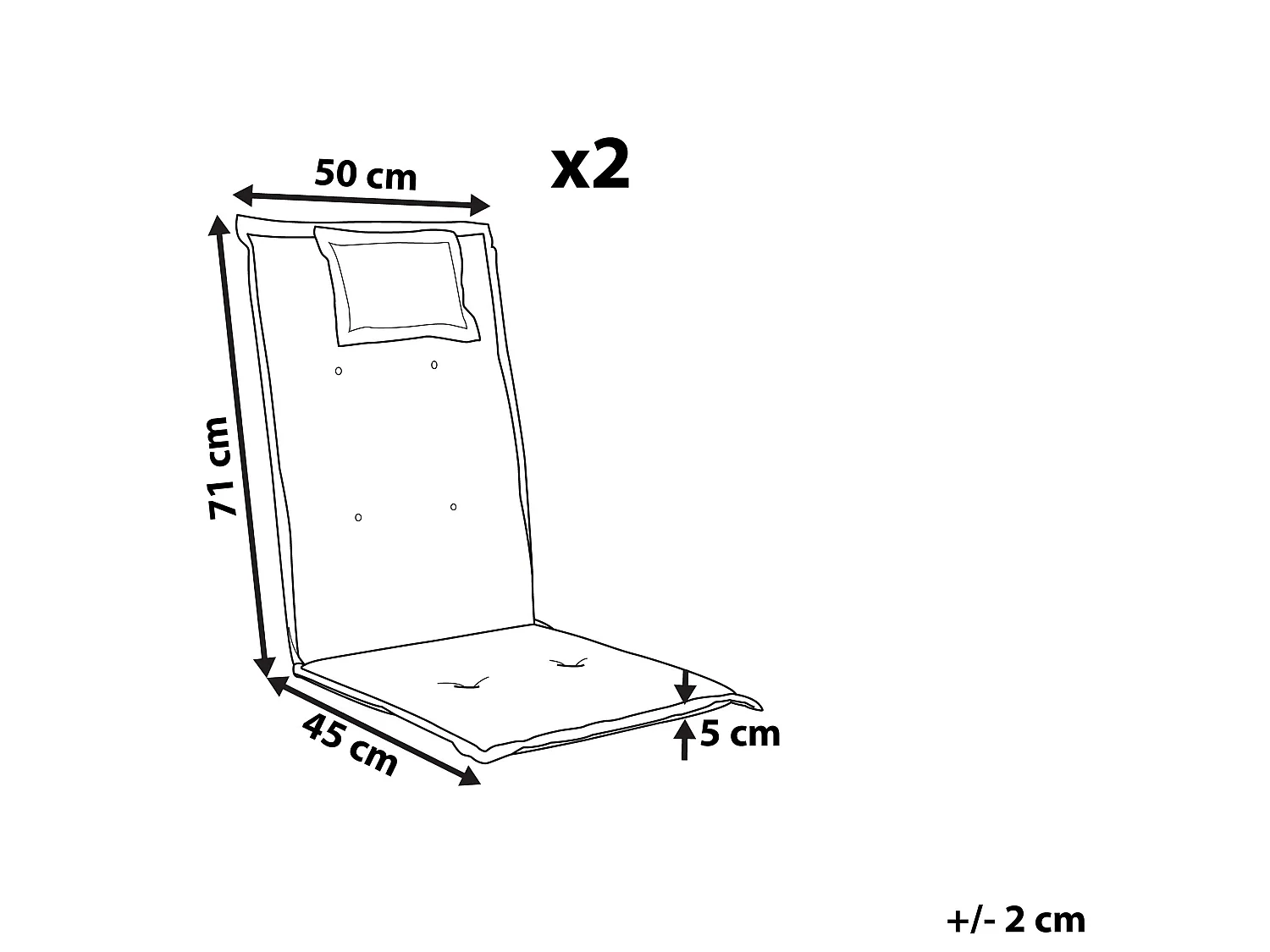 Sitzauflagen 2er Set TOSCANA 50 x 70 cm Cremeweiss