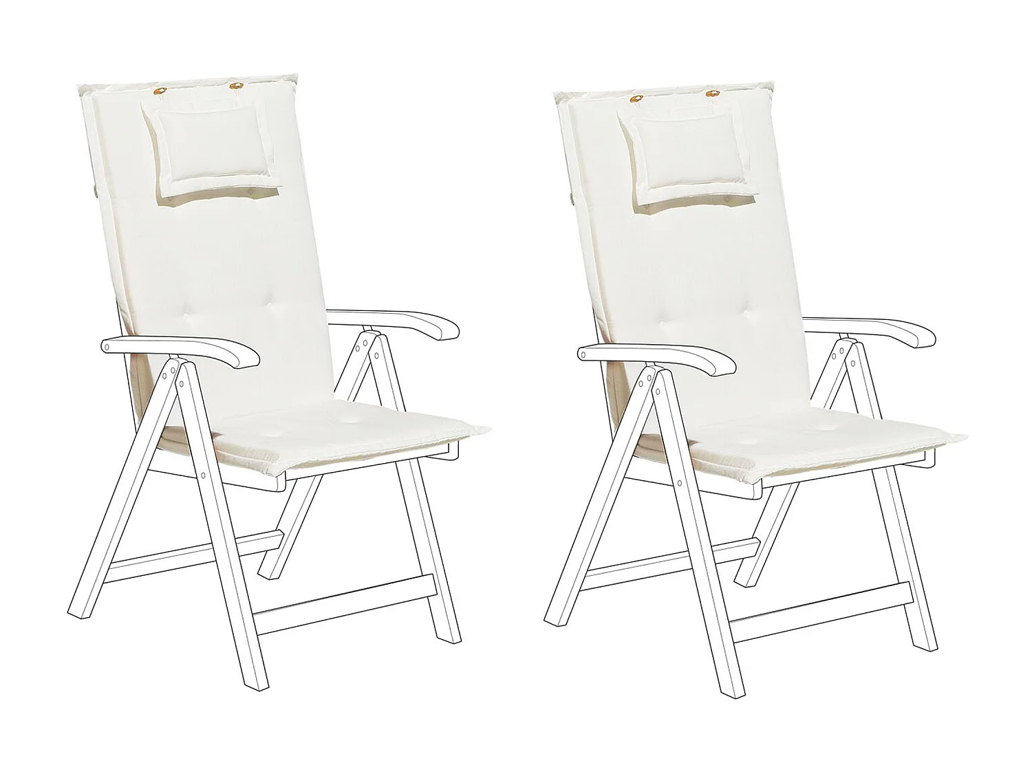 Conjunto de 2 almofadas de encosto/assento TOSCANA 50 x 70 cm Branco creme