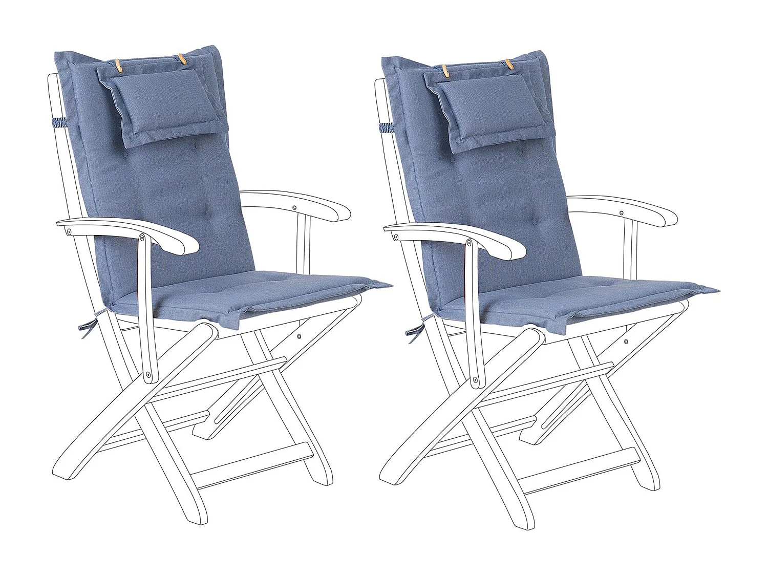 Polsterauflagen 2er Set 55x42 cm Polyester abnehmbares Kopfkissen blau Maui