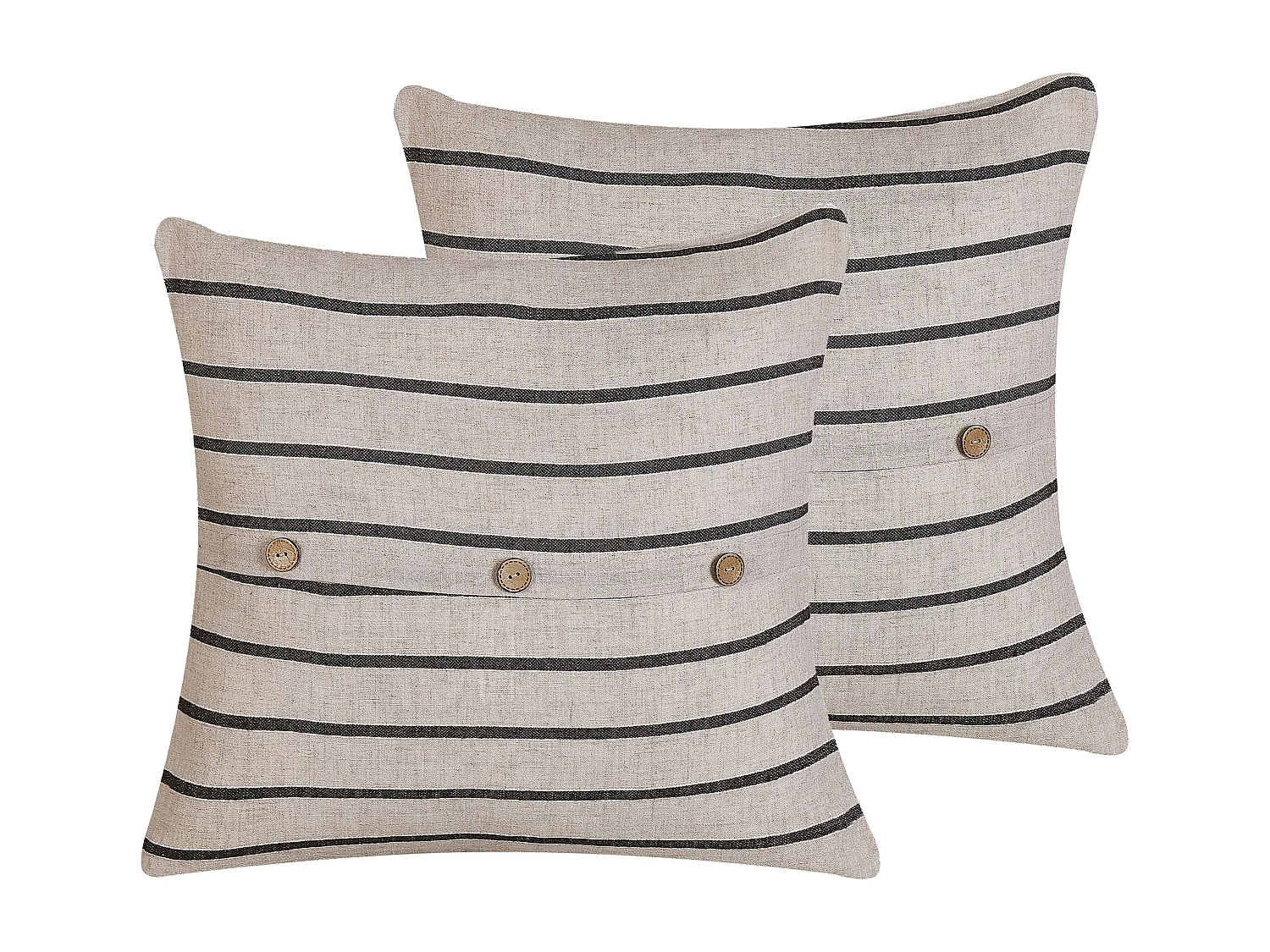 Conjunto de 2 cojines decorativos CYNARA Algodón 43 x 43 cm Beige A rayas