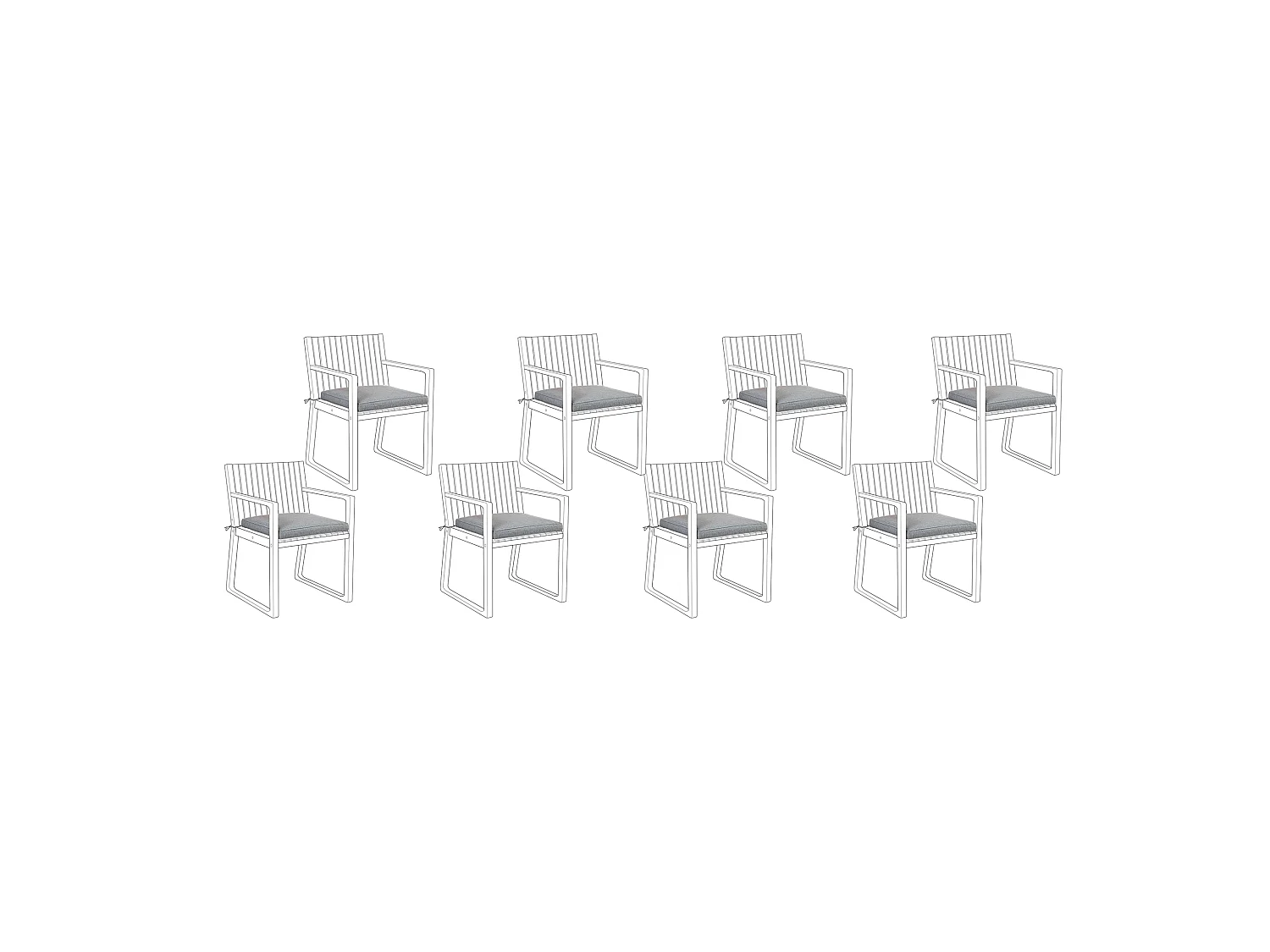 Lot de 8 coussins pour chaises de jardin SASSARI 46 x 46 cm Gris