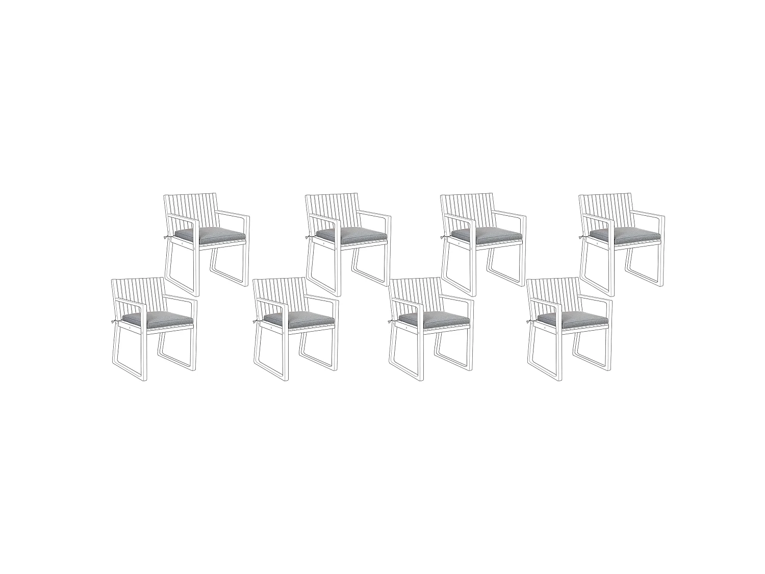 Lot de 8 coussins pour chaises de jardin SASSARI 46 x 46 cm Gris