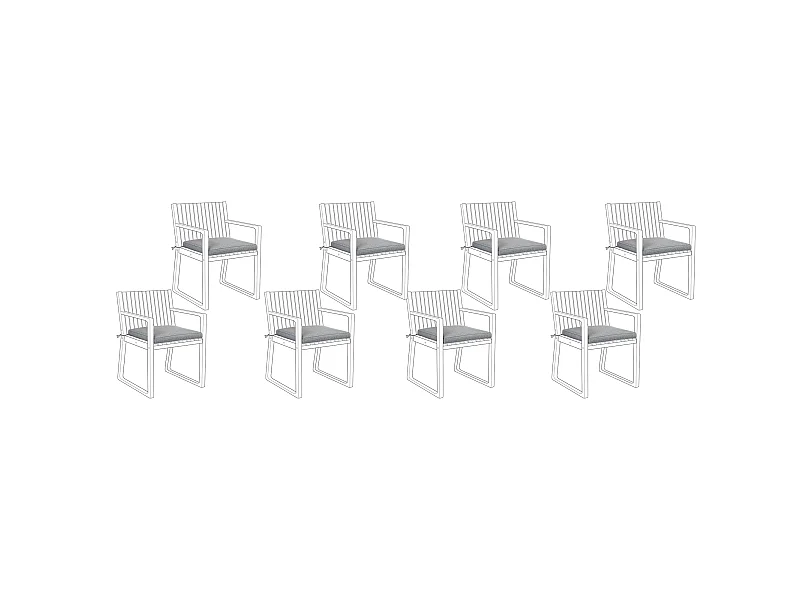 Lot de 8 coussins pour chaises de jardin SASSARI 46 x 46 cm Gris