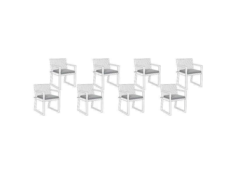 Lot de 8 coussins pour chaises de jardin SASSARI 46 x 46 cm Gris