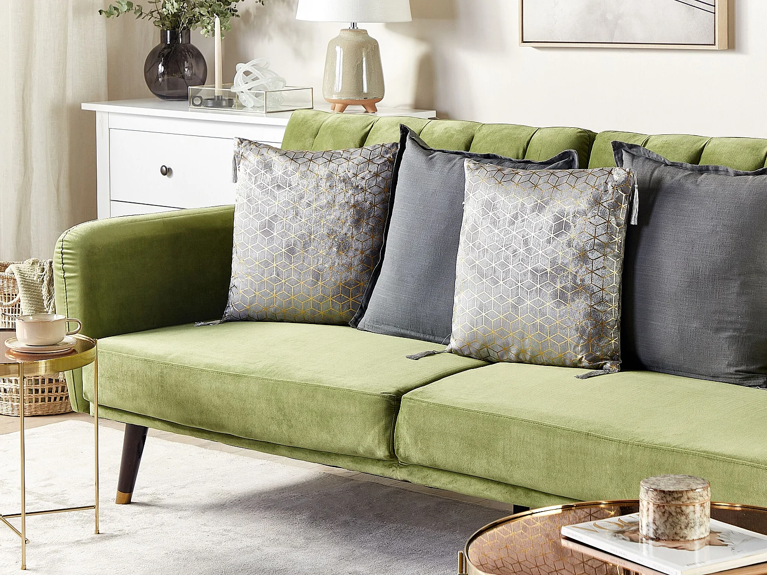 Lot de 2 coussins décoratifs YARINA 45 x 45 cm Gris Motif géométrique