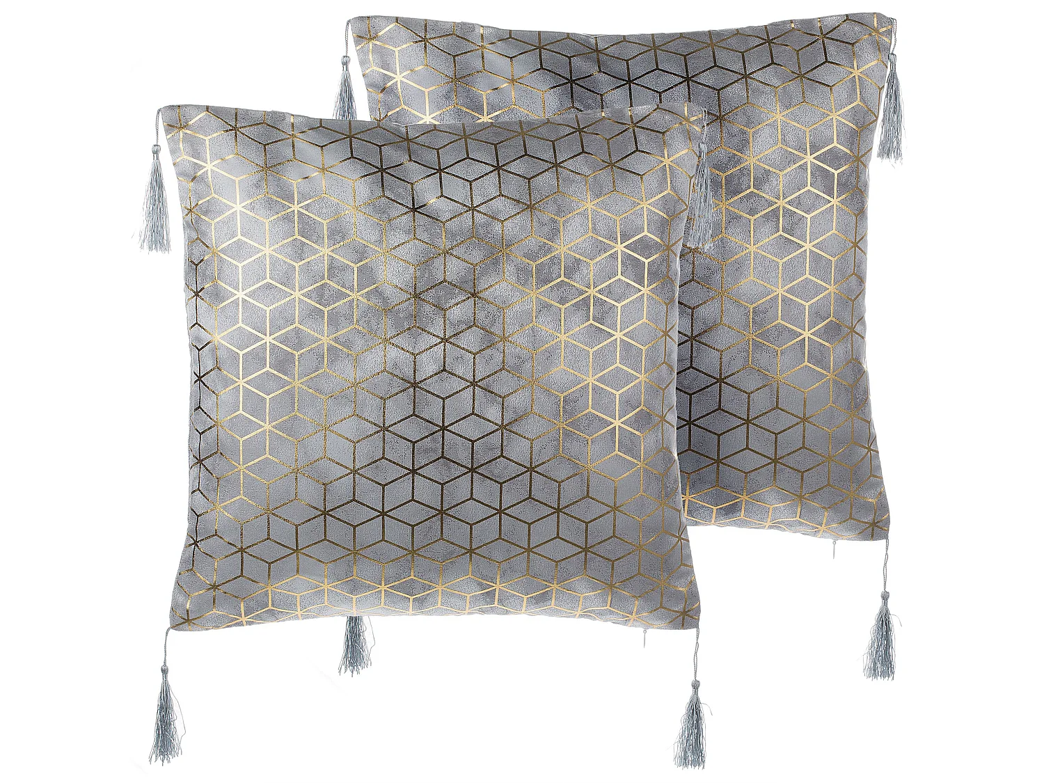 Set of 2 Decorative Cushions YARINA 45 x 45 cm Grey Geometric Pattern