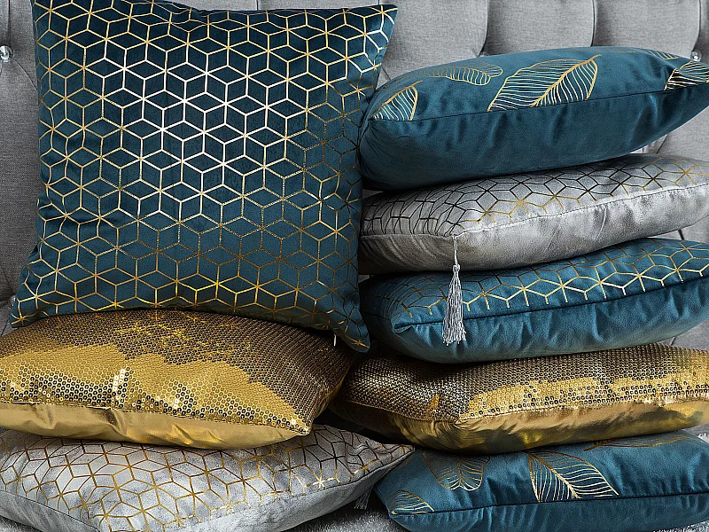 Lot de 2 coussins décoratifs YARINA 45 x 45 cm Gris Motif géométrique