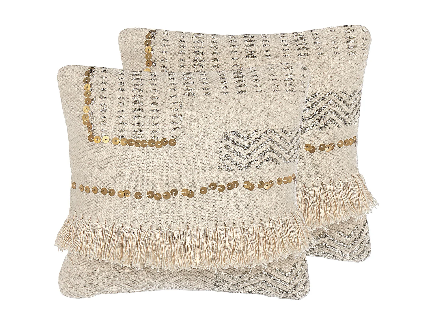 Dekokissen 2er Set Boho beige 45 x 45 cm Baumwolle quadratisch Vayali
