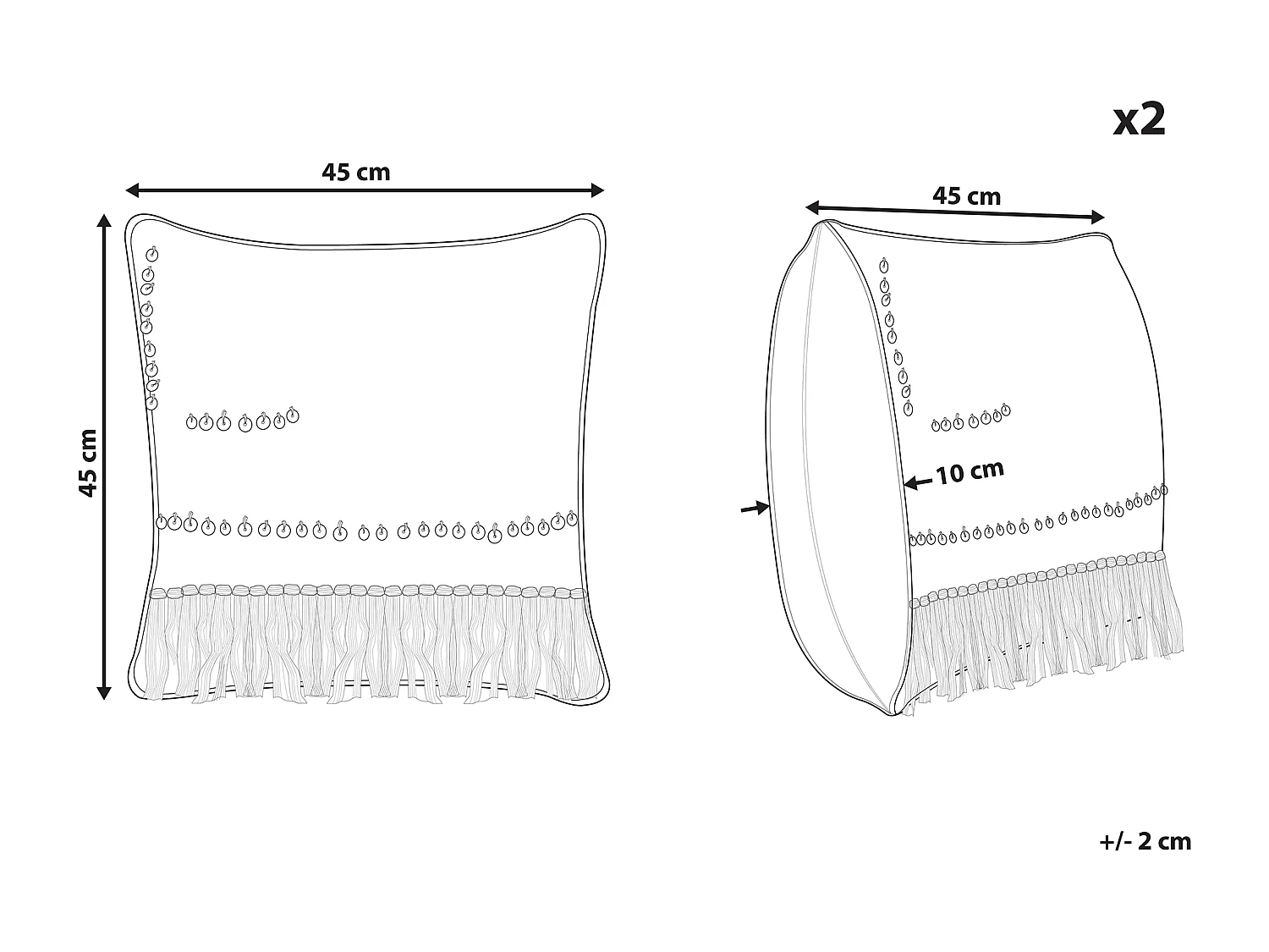 Dekokissen 2er Set Boho beige 45 x 45 cm Baumwolle quadratisch Vayali