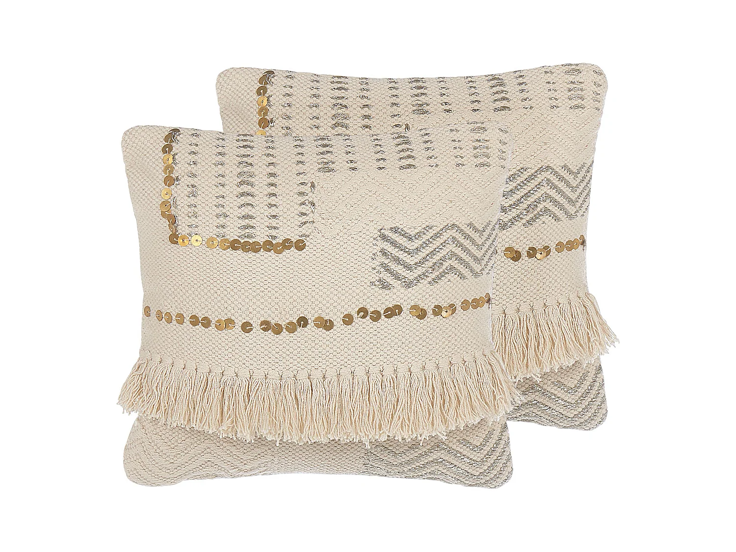 Lot de 2 coussins décoratifs VAYALI Coton 45 x 45 cm Beige À rayure